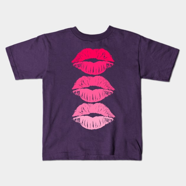 HOT PINK LIPS Kids T-Shirt by Adatude